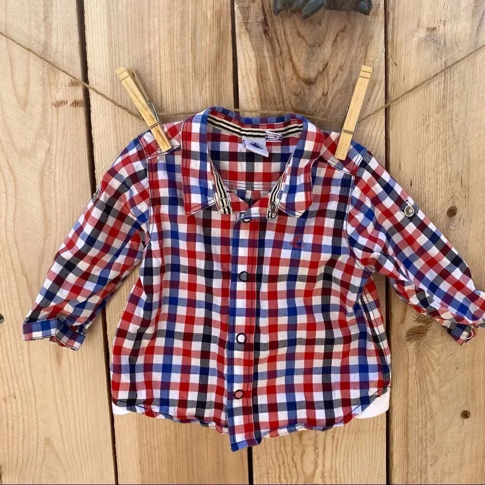 Petit Bateau Baby ‘Floc' Check Shirt size 6 months